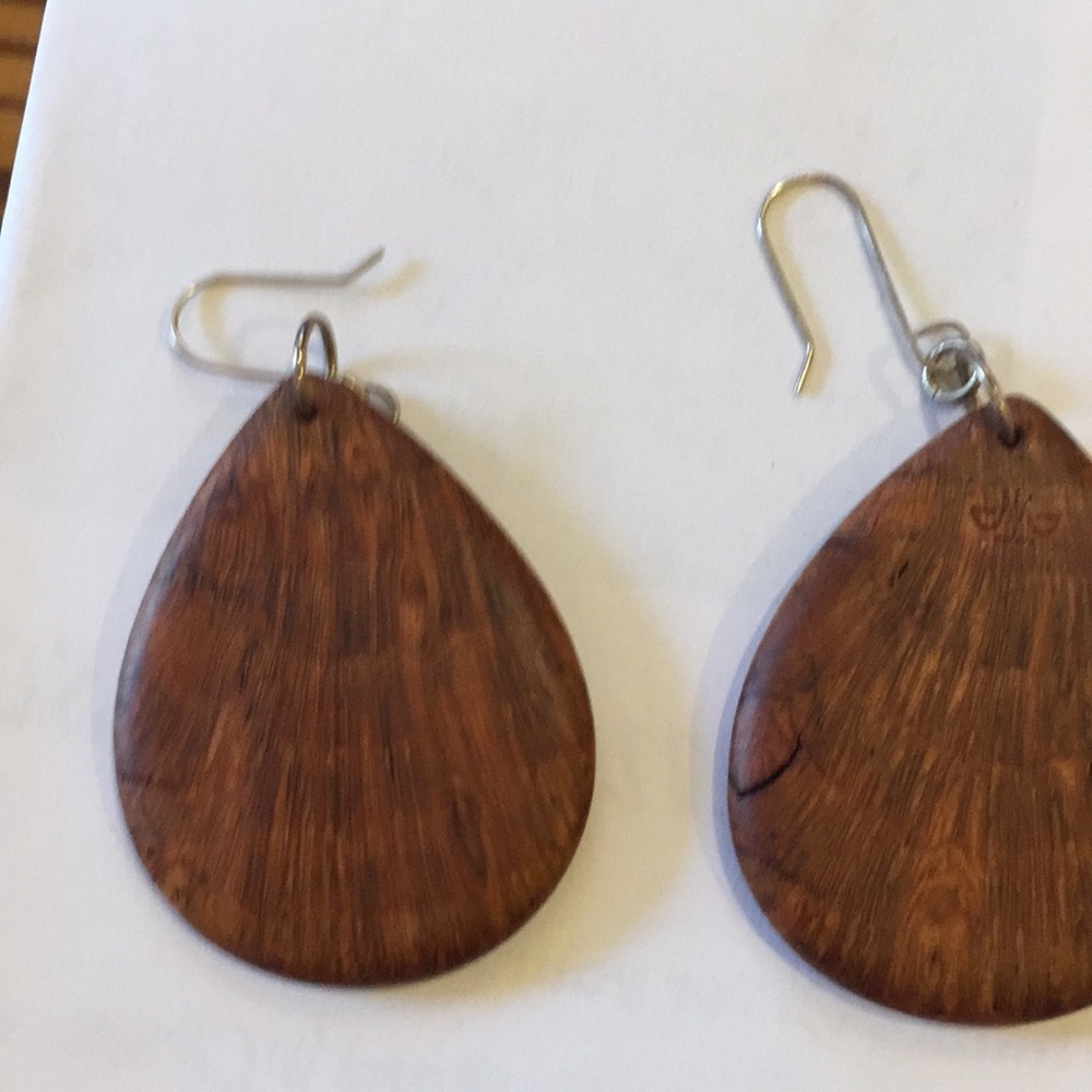 Walnut hand carved new earrings